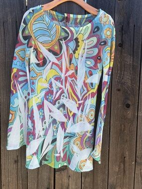 Sienna Rose Multicolor Paisley & Floral Long Sleeve Sheer Tee